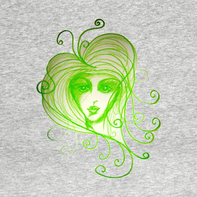 Green Girl with Whispy Hair by 1Redbublppasswo